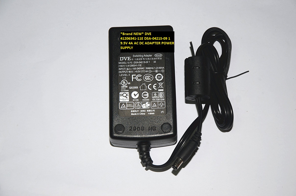 *Brand NEW* 9.5V 4A DVE DSA-0421S-09 1 41206341-11E AC DC ADAPTER POWER SUPPLY